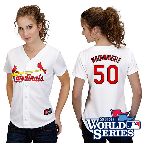 Adam Wainwright #50 mlb Jersey-St Louis Cardinals Women's Authentic Home White Cool Base World Series Baseball Jersey